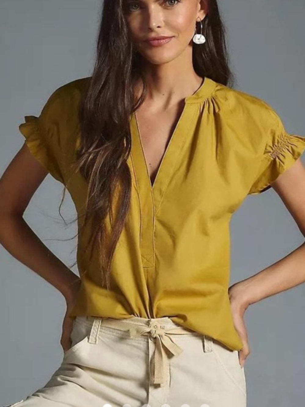 Anthropologie Pilcro Puff Sleeve Blouse Yellow Women's Small